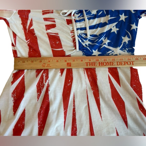American Women’s Flag Print Cinched Asymmetric T Shirt By Rosegal No tag Size M. - Picture 8 of 13